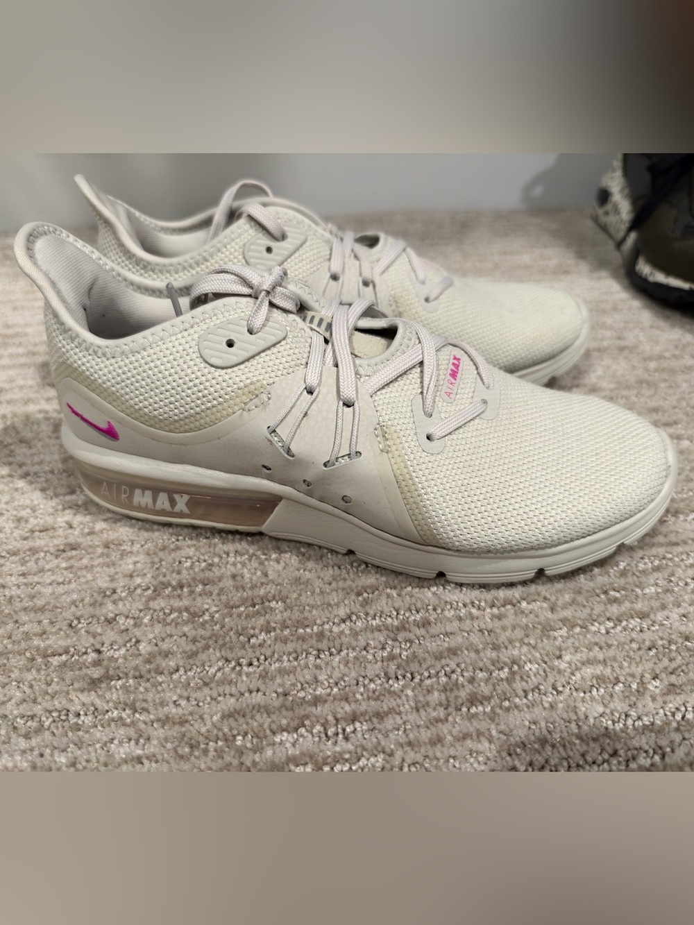 Nike Women’s Air Max Sneakers - Beige with Pink Accent
